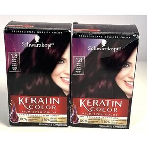 2 Schwarzkopf Keratin Color 1.8 Ruby Noir Permanent Hair Dye Anti-Breakage Tech